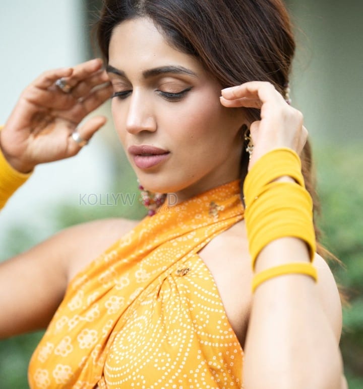 Bhumi Pednekar in a Yellow Halter Neck Crop Top and Maxi Skirt Photos 02