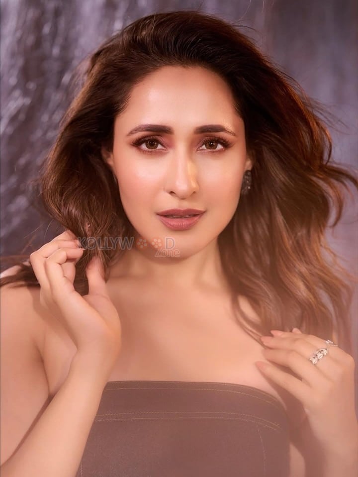 Chic Beauty Pragya Jaiswal in a Strapless Denim Gown with Thigh Slit Photos 02