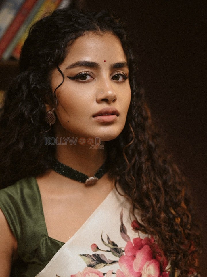 Cute Anupama Parameswaran in a Floral Rose Printed Saree and Sleeveless Blouse Pictures 07