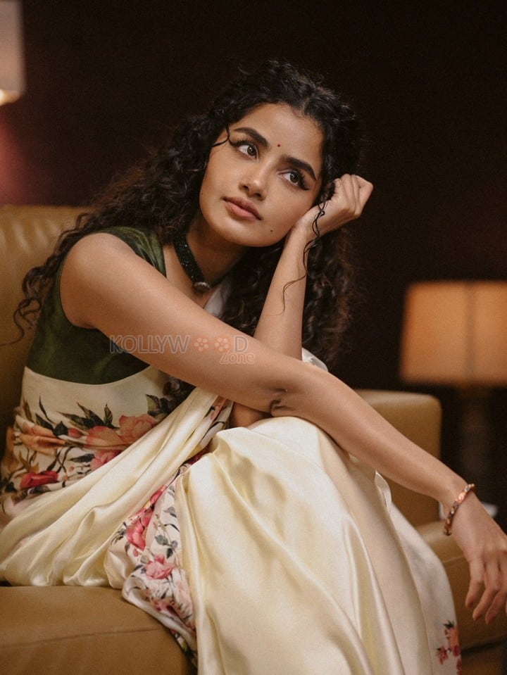 Cute Anupama Parameswaran in a Floral Rose Printed Saree and Sleeveless Blouse Pictures 09
