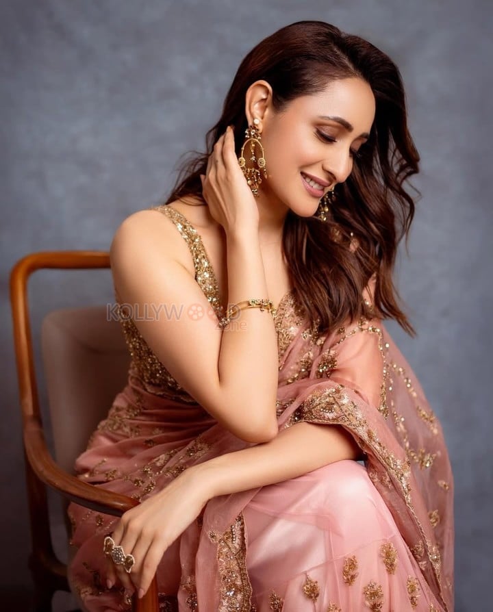 Gorgeous Pragya Jaiswal in a Peach Saree at Daaku Maharaaj Success Press Meet in Hyderabad Photos 05