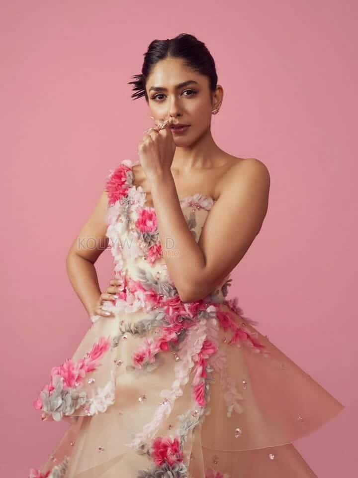 Mrunal Thakur in a Rose Gown Photoshoot Stills 01