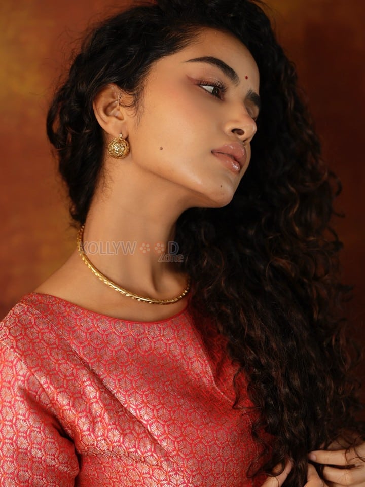 Natural Beauty Anupama Parameswaran in a Traditional Red Silk Sharara Photos 04