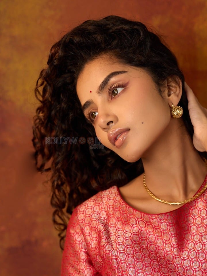 Natural Beauty Anupama Parameswaran in a Traditional Red Silk Sharara Photos 06