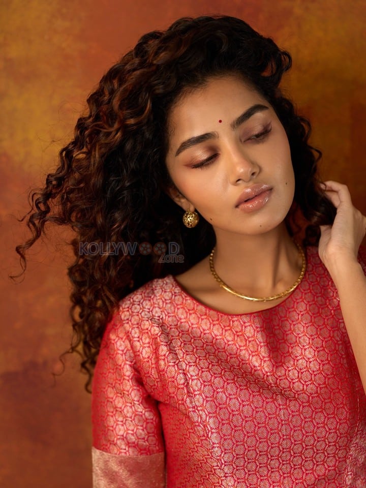 Natural Beauty Anupama Parameswaran in a Traditional Red Silk Sharara Photos 08