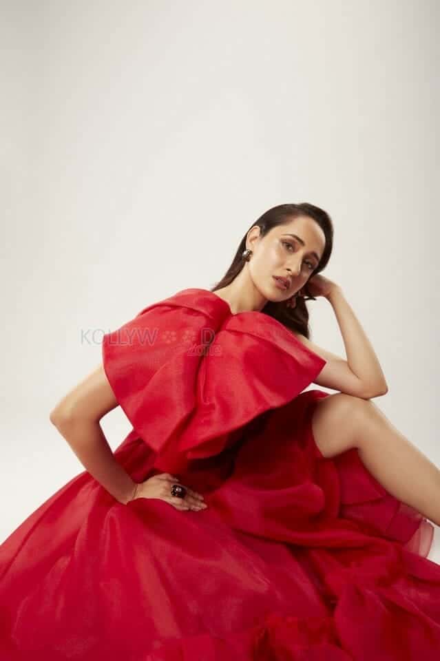 Pragya Jaiswal in Red Dress Photoshoot Stills 01