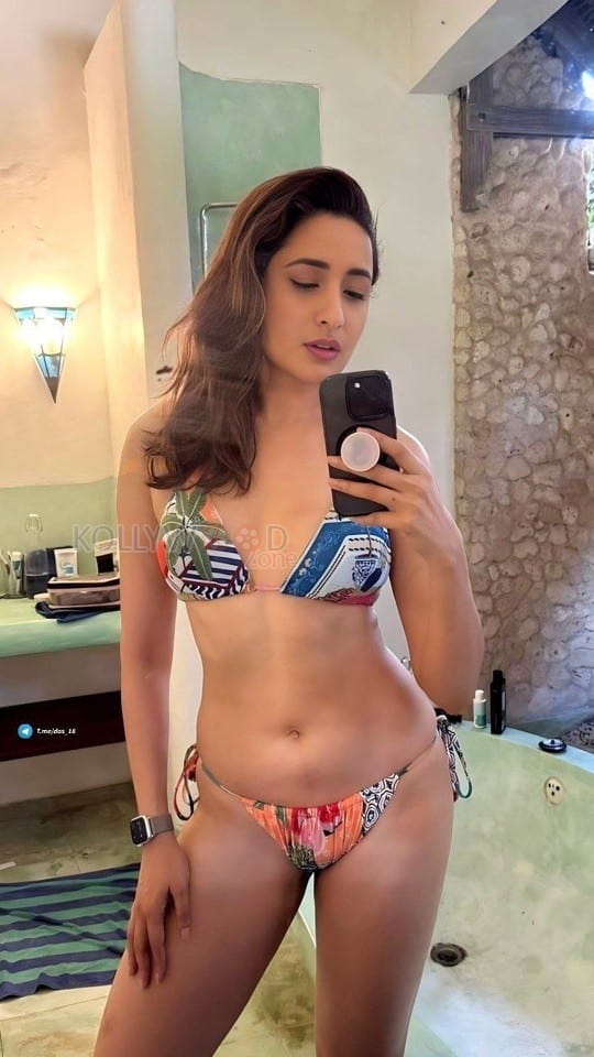 Seductive Pragya Jaiswal in a Two Piece Bathroom Mirror Selfie Photo 01