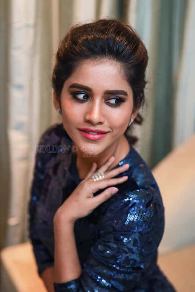 Sexy Nabha Natesh In Blue Dress Pictures