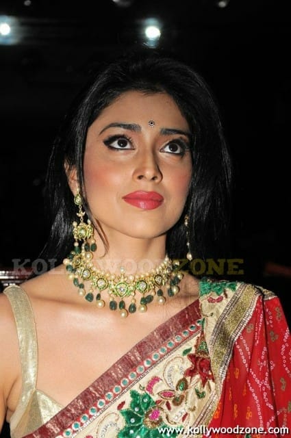 Sexy Shriya Saran In Red Saree Photos