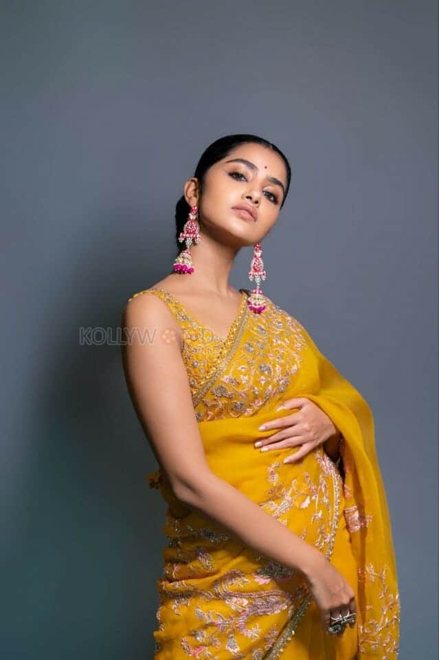 Siren Heroine Anupama Parameswaran Cute Saree Photoshoot Pictures 05