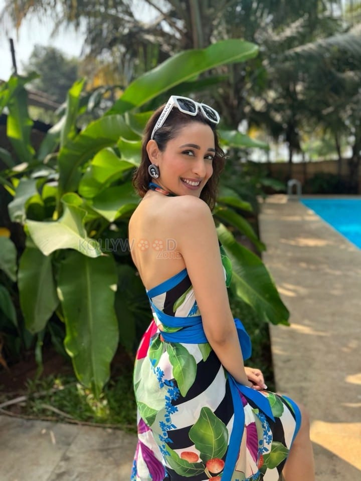 Stunning Pragya Jaiswal in a Printed Beachwear Dress Photos 01