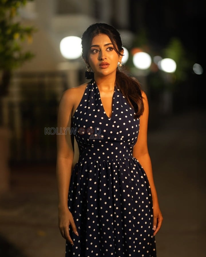 Stylish Rashi Singh in a Polka Dotted Halter Neck Dress Photos 03