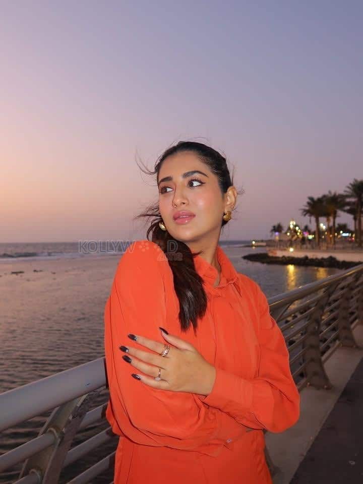 Stylish Rashi Singh in an Orange Button Down Shirt at Jeddah Waterfront in Saudi Arabia Photos 01