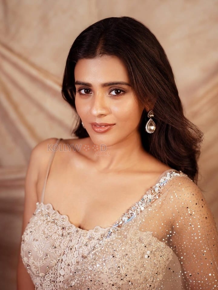 Beautiful Actress Hebah Patel in a See Through Shimmering Saree with a Sleeveless Blouse Photos 02