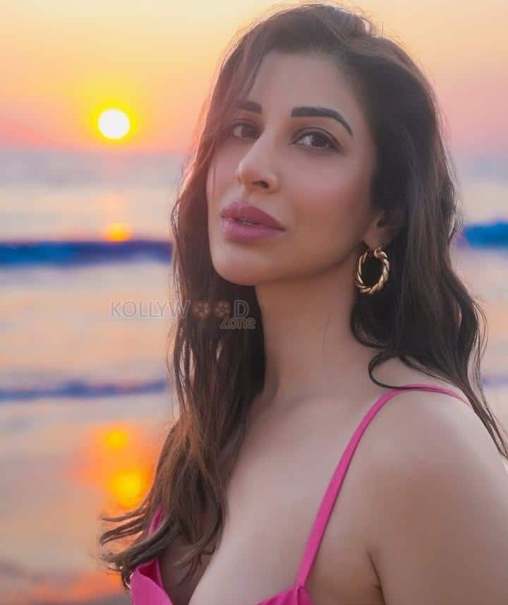 Bold Sophie Choudry in a Pink Spaghetti Strap Dress Photos 04