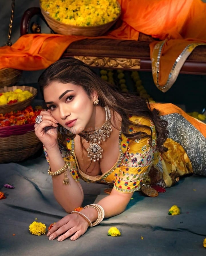 Indian Television Actress Ridhima Pandit in a Traditional Lehenga Choli Photos 01