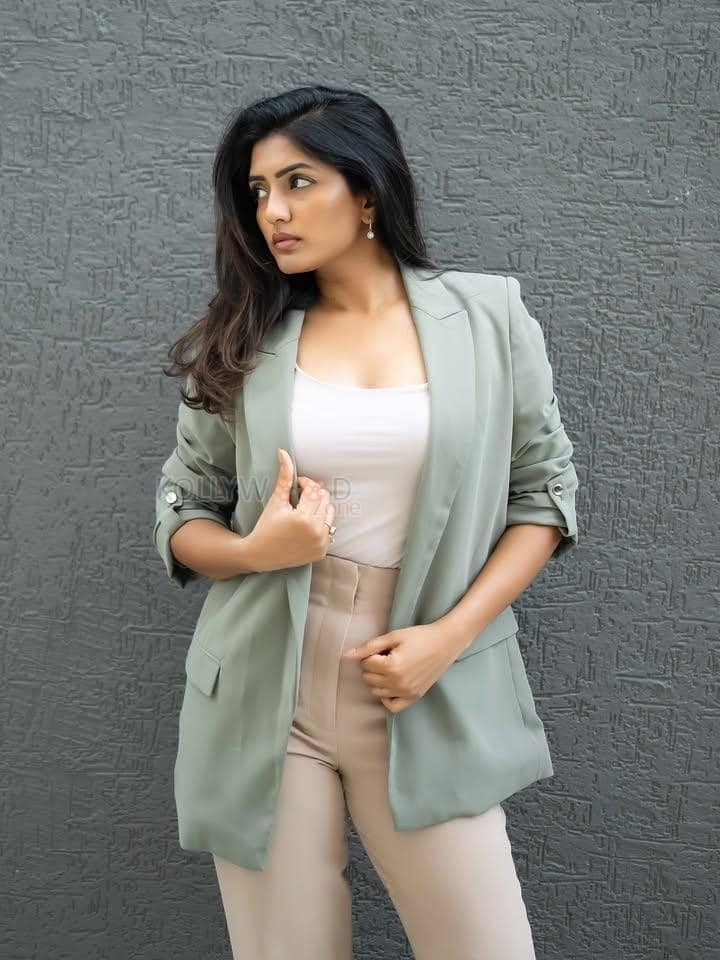 Stunning Telugu Beauty Eesha Rebba in a White Top and Light Green Blazer Pictures 01