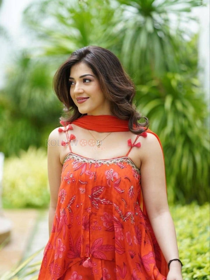 Charming Mehreen Pirzada in an Orange Shoulder Strap Kurta Pictures 07