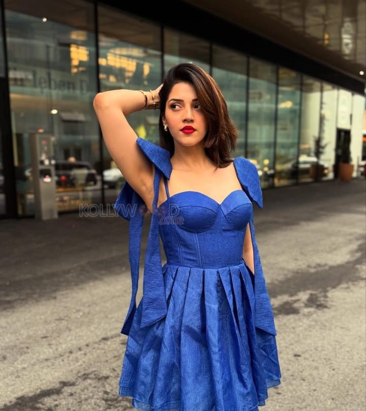 Classy Mehreen Prizada in a Blue Mini Gown Photos 01