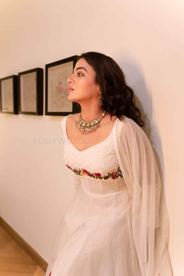 Punjabi Actress Wamiqa Gabbi in a White Anarkali Dress Pictures 03