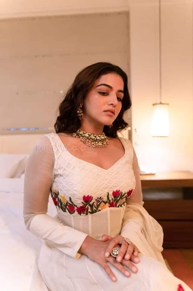 Punjabi Actress Wamiqa Gabbi in a White Anarkali Dress Pictures 07