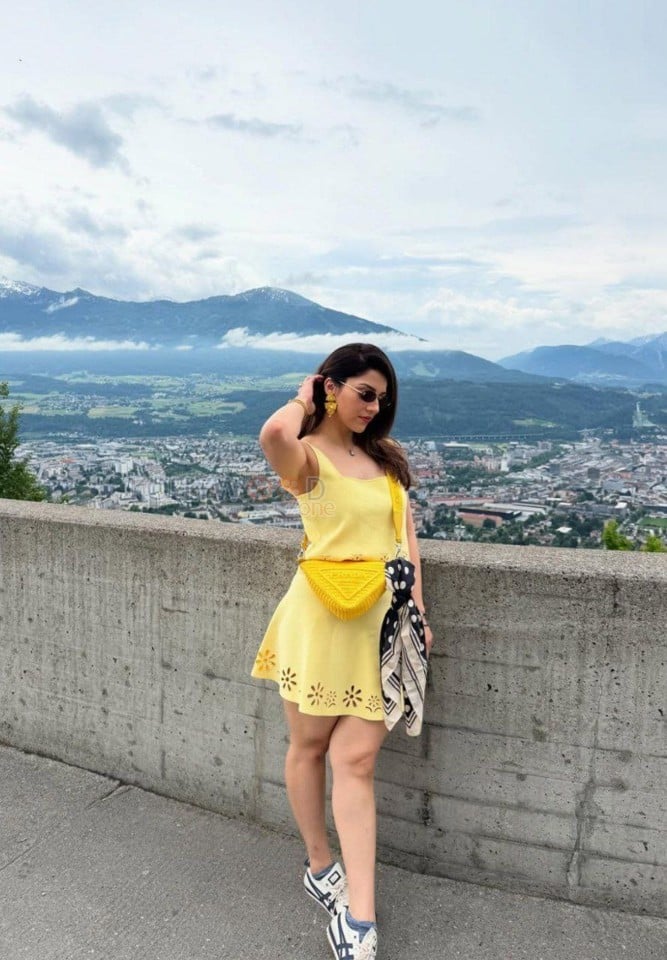 Stylish Mehreen Pirzada in a Yellow Outfit Photos 02