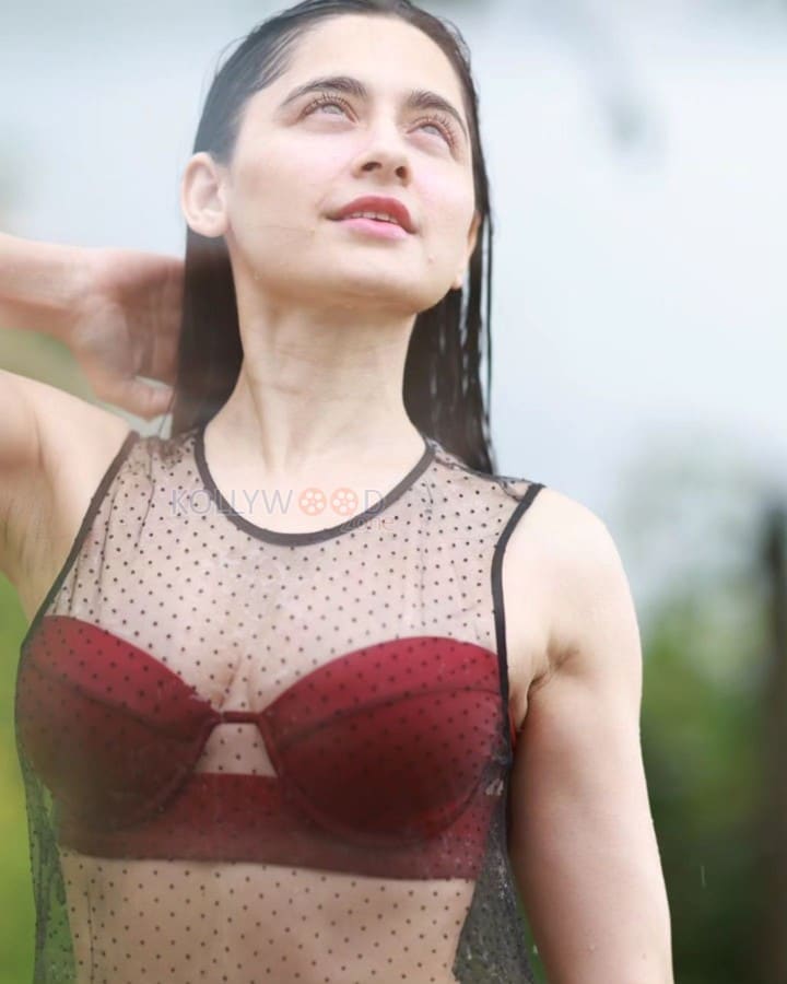 Hot Sanjeeda Sheikh in a Transparent Top with Maroon Bra Photos 04