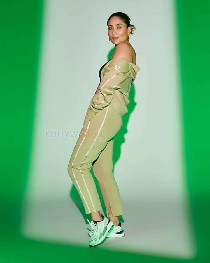 Kareena Kapoor in a Green Track Suit Photos 02