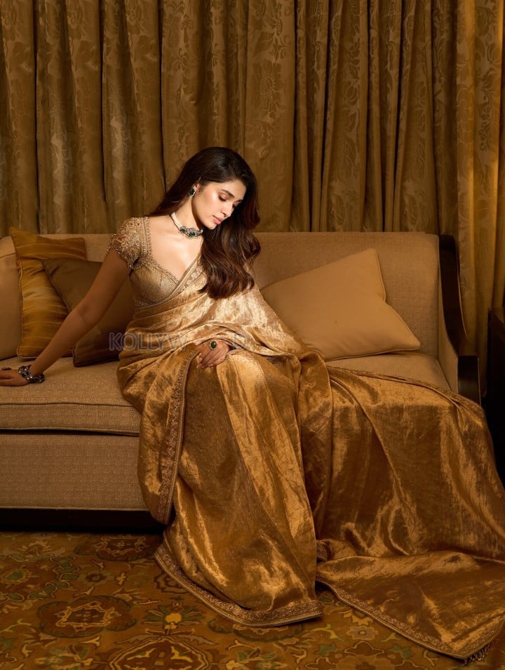 Mesmerizing Krithi Shetty in a Golden Saree with a Designer Saree Photos 03