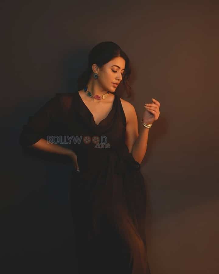 Sexy Anju Kurian in a Black Maxi Dress Photos 03