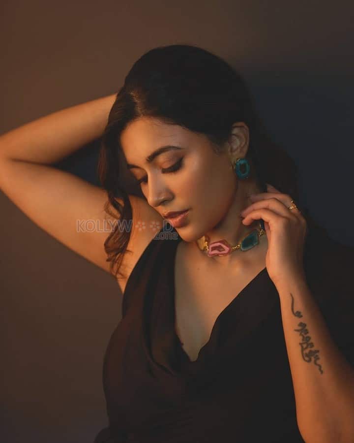 Sexy Anju Kurian in a Black Maxi Dress Photos 04