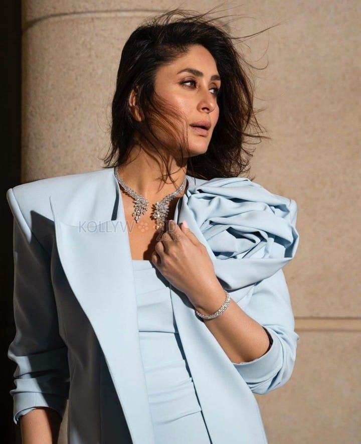 Stunning Kareena Kapoor in a Powder Blue Gown and Blazer Photos 02