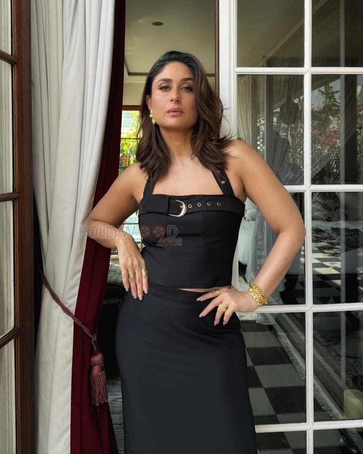 Stylish Diva Kareena Kapoor in a Black Halter Neck Top with a Black Midi Skirt Photos 03