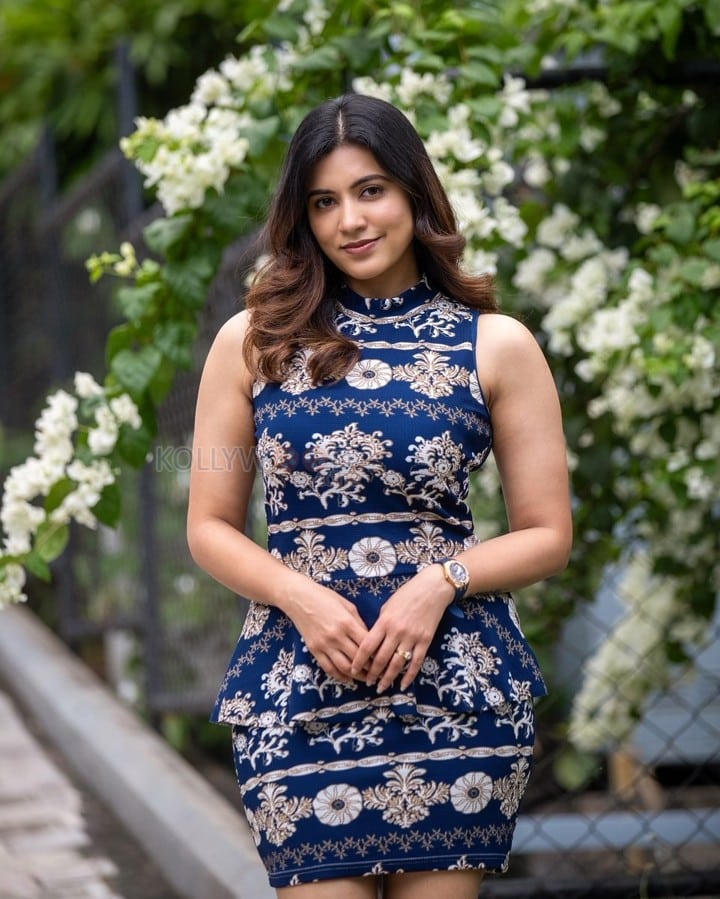 Wolf Actress Anju Kurian in a Blue Floral Print Mini Dress Photos 03