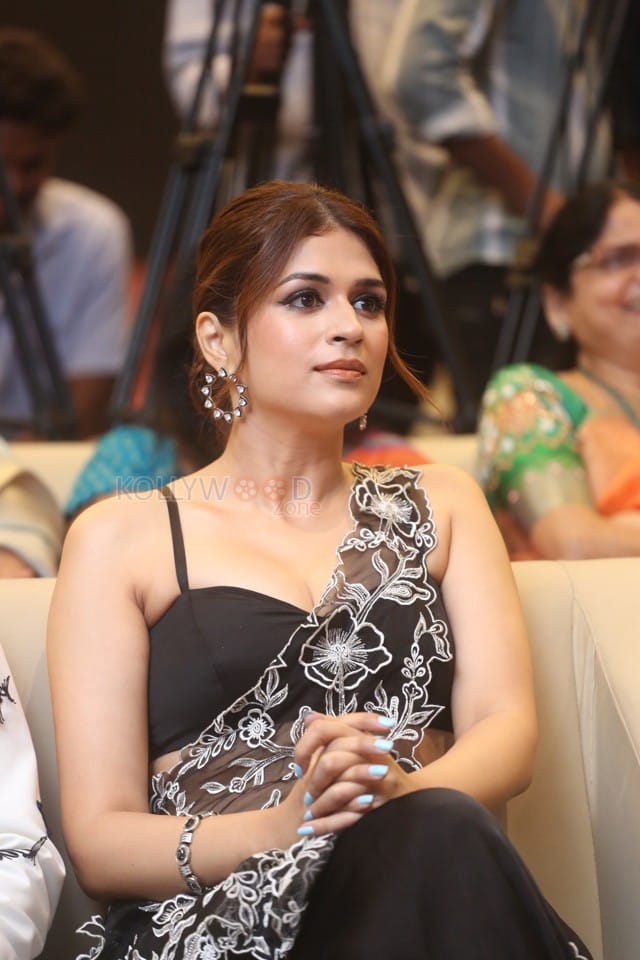 Actress Shraddha Das at Paarijatha Parvam Movie Pre Release Event Photos 19