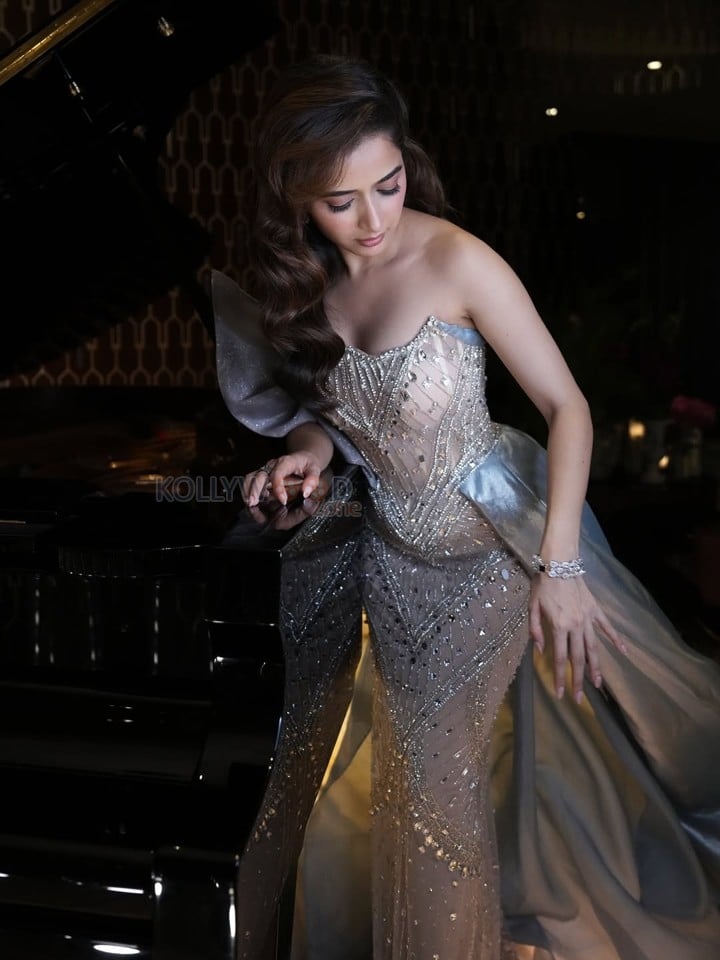 Sandalwood Beauty Ashika Ranganath in a Strapless Metallic Gown Pictures 04
