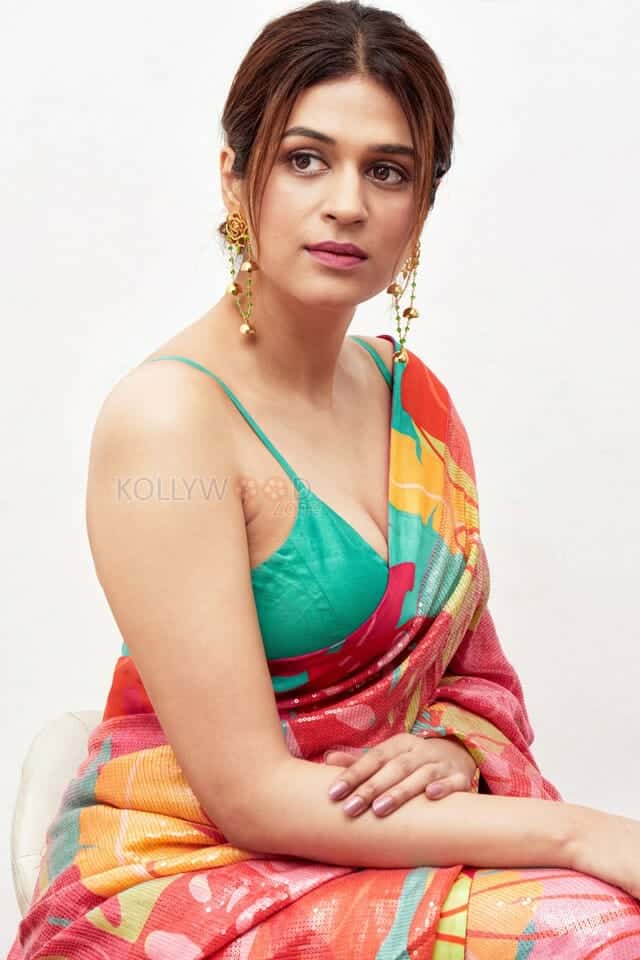 Shraddha Das Stunning Cleavage Show in Saree Photos 09