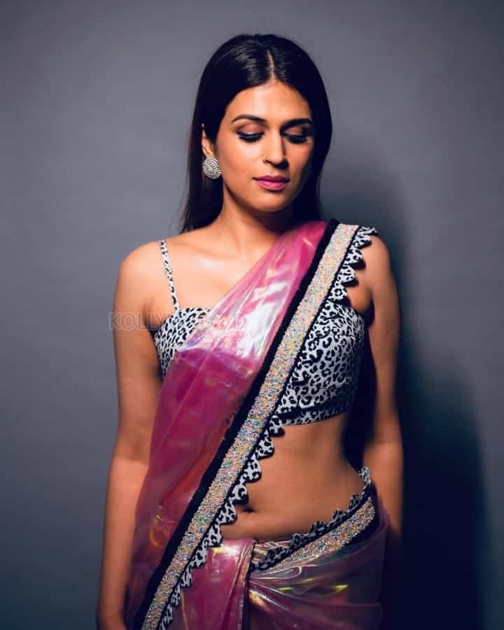 Stunning Shraddha Das Showing Navel in Saree Photos 02