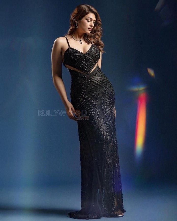 Stunning Shraddha Das in a Long Black Dress Photos 02