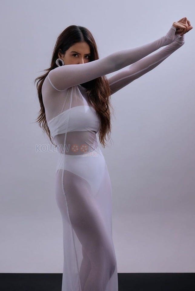 Enchanting Sonam Bajwa in a White See through Gown with White Bikini Underneath Photos 03