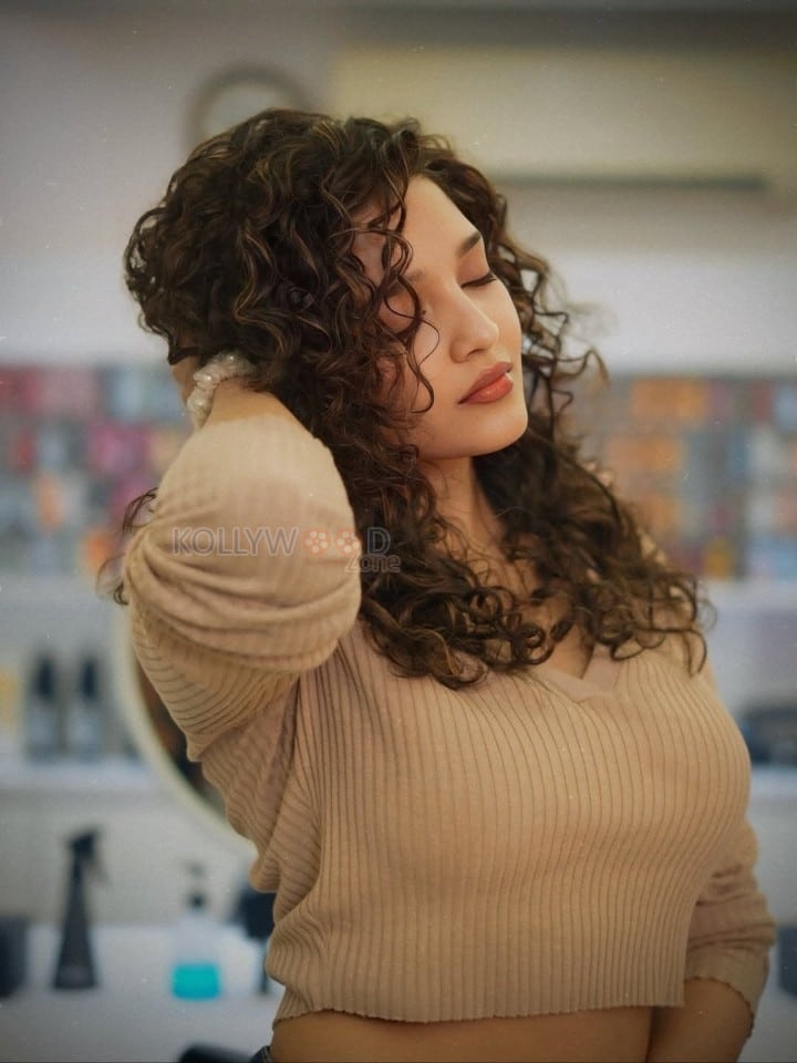 Gorgeous Ritika Singh in a Half Sleeve Light Brown Crop Top Pictures 01