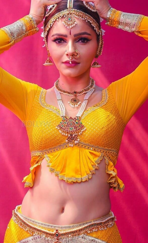 Rubina Dilaik Traditional Dress Navel Photos 02