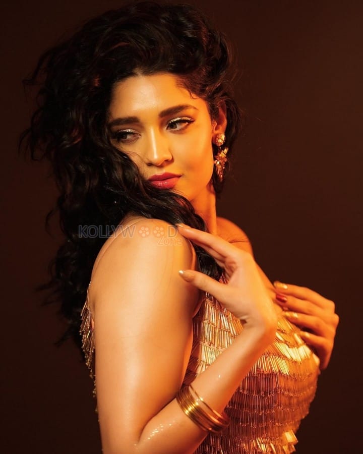 Sexy Ritika Singh in a Golden Metallic Crop Top Pictures 03