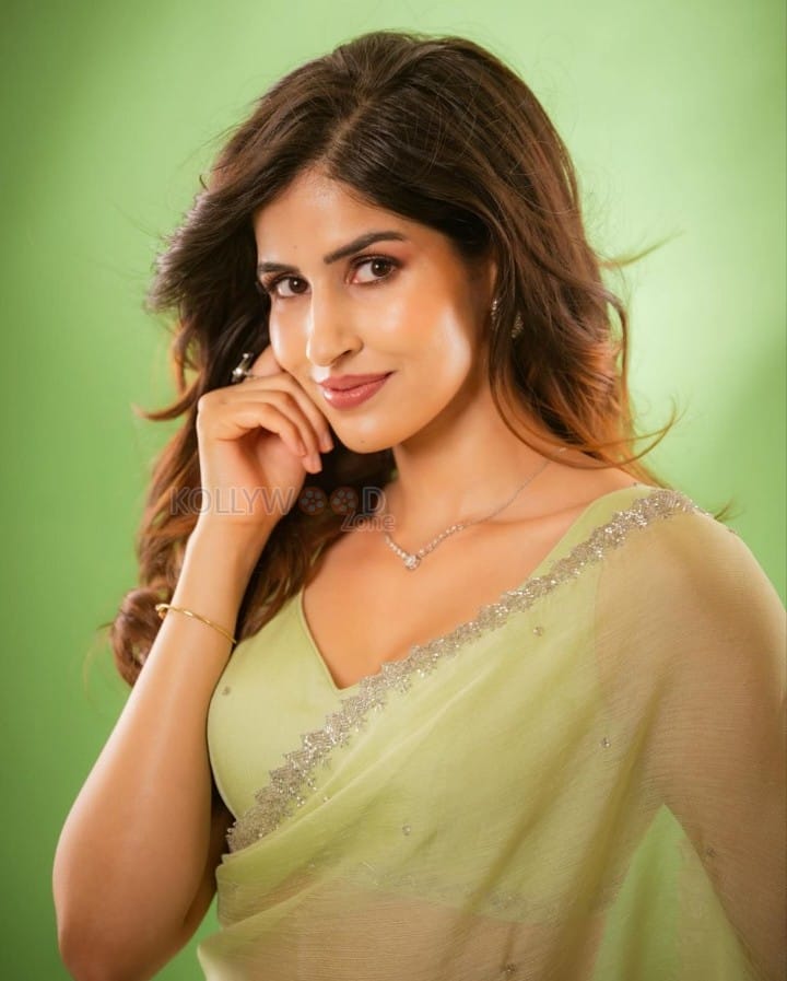 Sexy Sakshi Malik in a Light Green See Through Saree Pictures 04