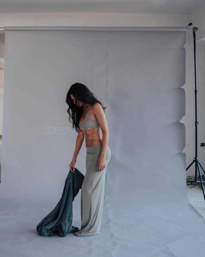 Sexy Sonam Bajwa in a Grey Bralette and Maxi Skirt Photos 02