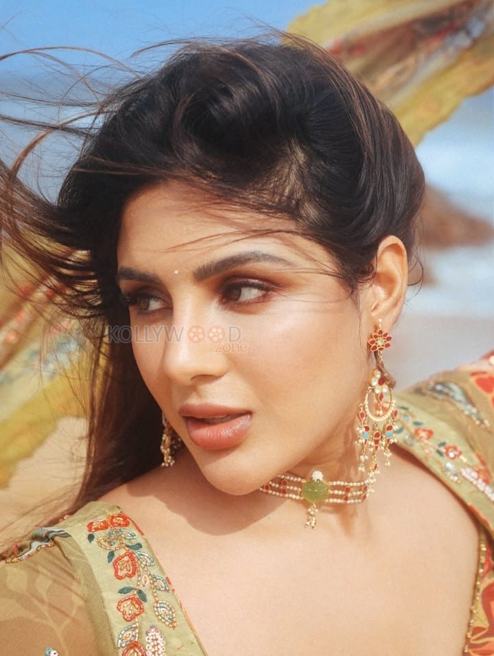 Gorgeous Samyuktha Menon in an Olive Green Anarkali Photos 02