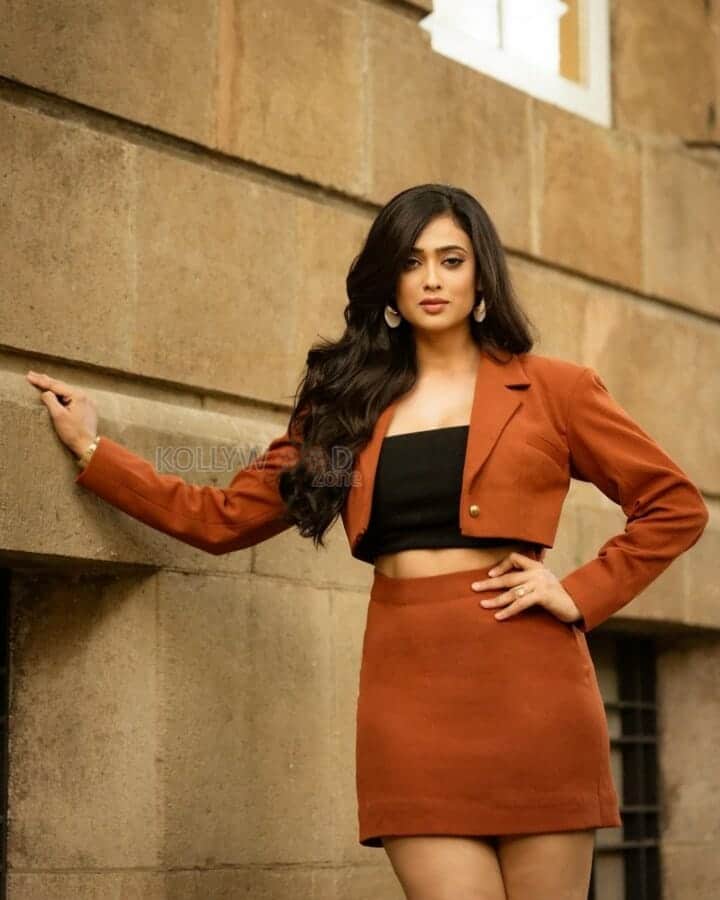 Sexy Shweta Tiwari in a Brown Mini Skirt Photos 01