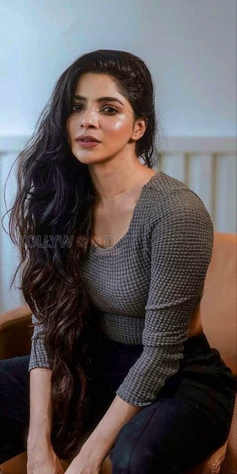 Sexy Divya Bharathi in a Grey Long Sleeved Crop Tshirt Photos 03