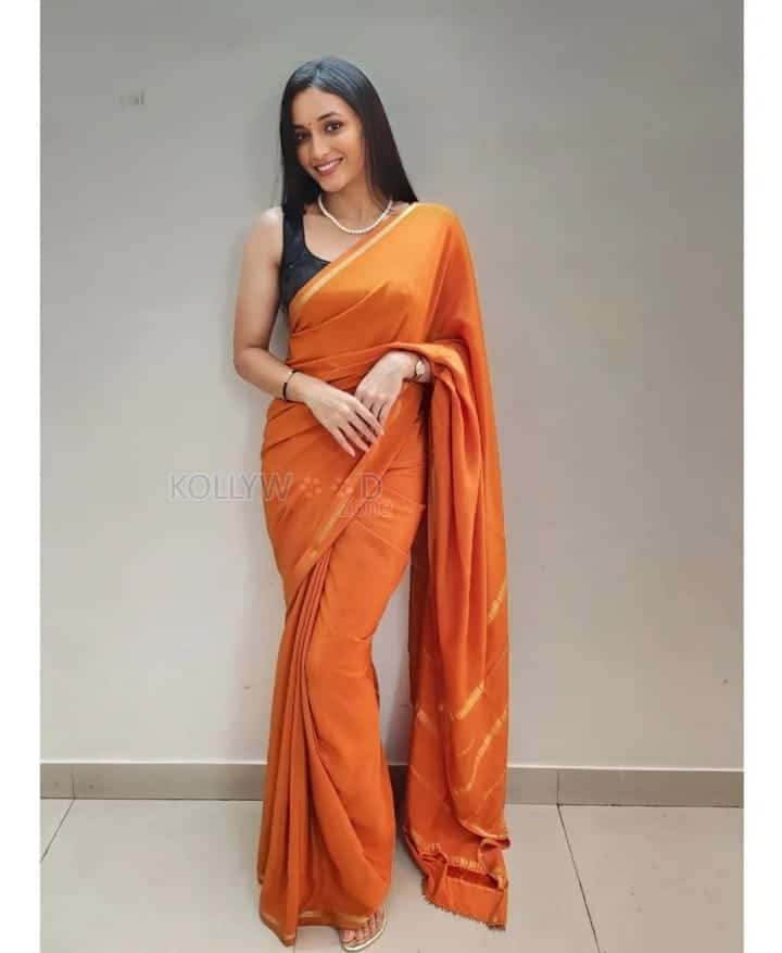 Beauty Srinidhi Shetty in a Vibrant Orange Saree Pictures 02