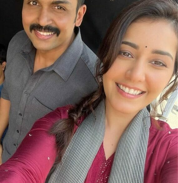 Actress Raashi Khanna Looks Cute Alongside Actor Karthi In Pink Attire!